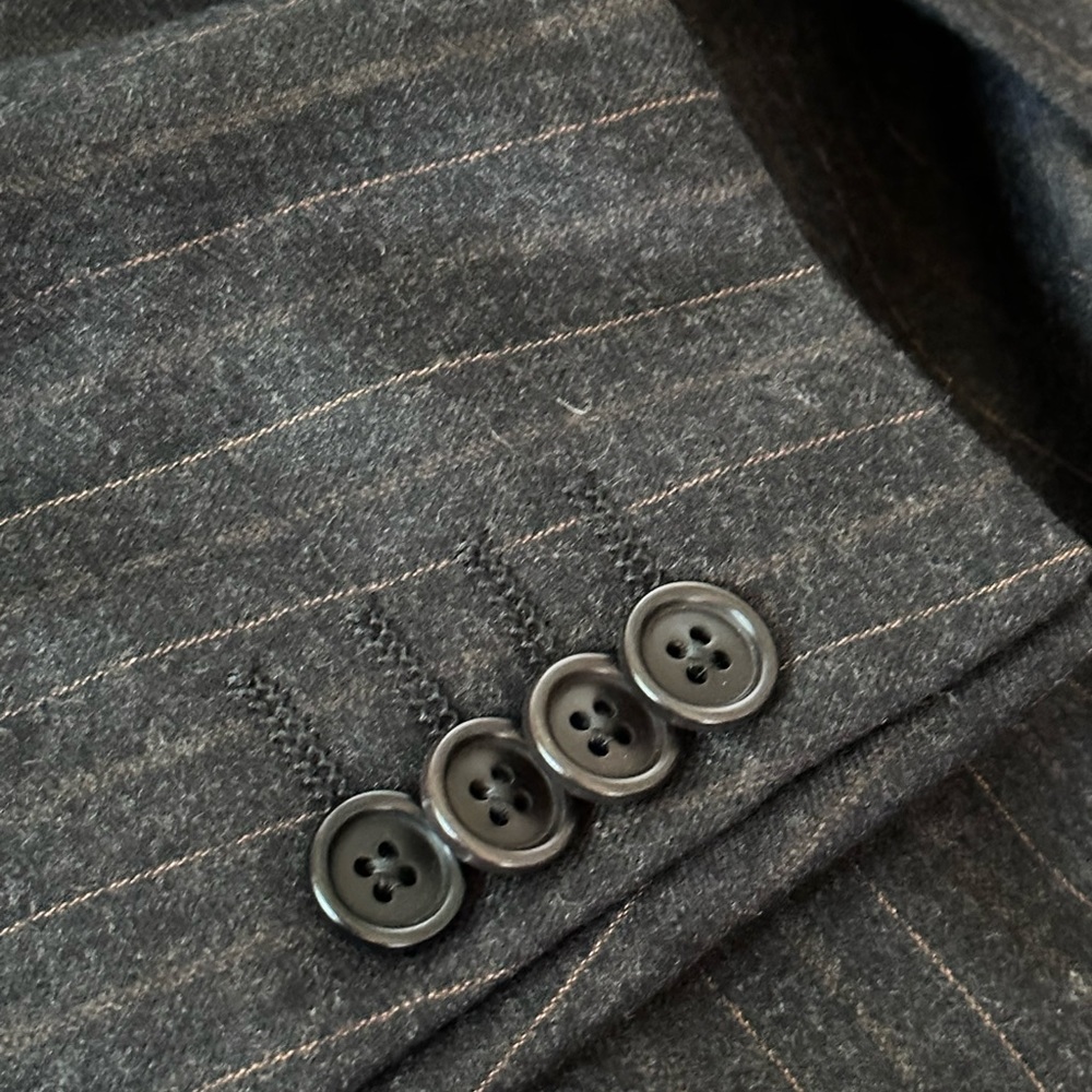 Tombolini Mens Wool 130's Striped Gray Suit Jacket Pants Size IT 56 / US 46